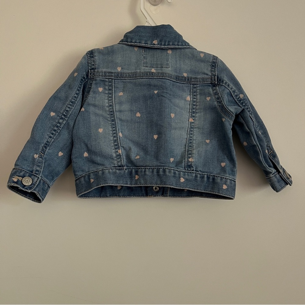 OshKosh B'gosh Pink Heart Blue Denim Jean Jacket-Baby’s Size 12 Months - Picture 4 of 7